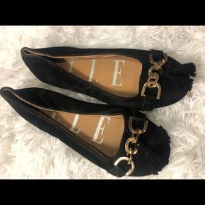 Elle Ballet Flats Suede Leather Gold And Black